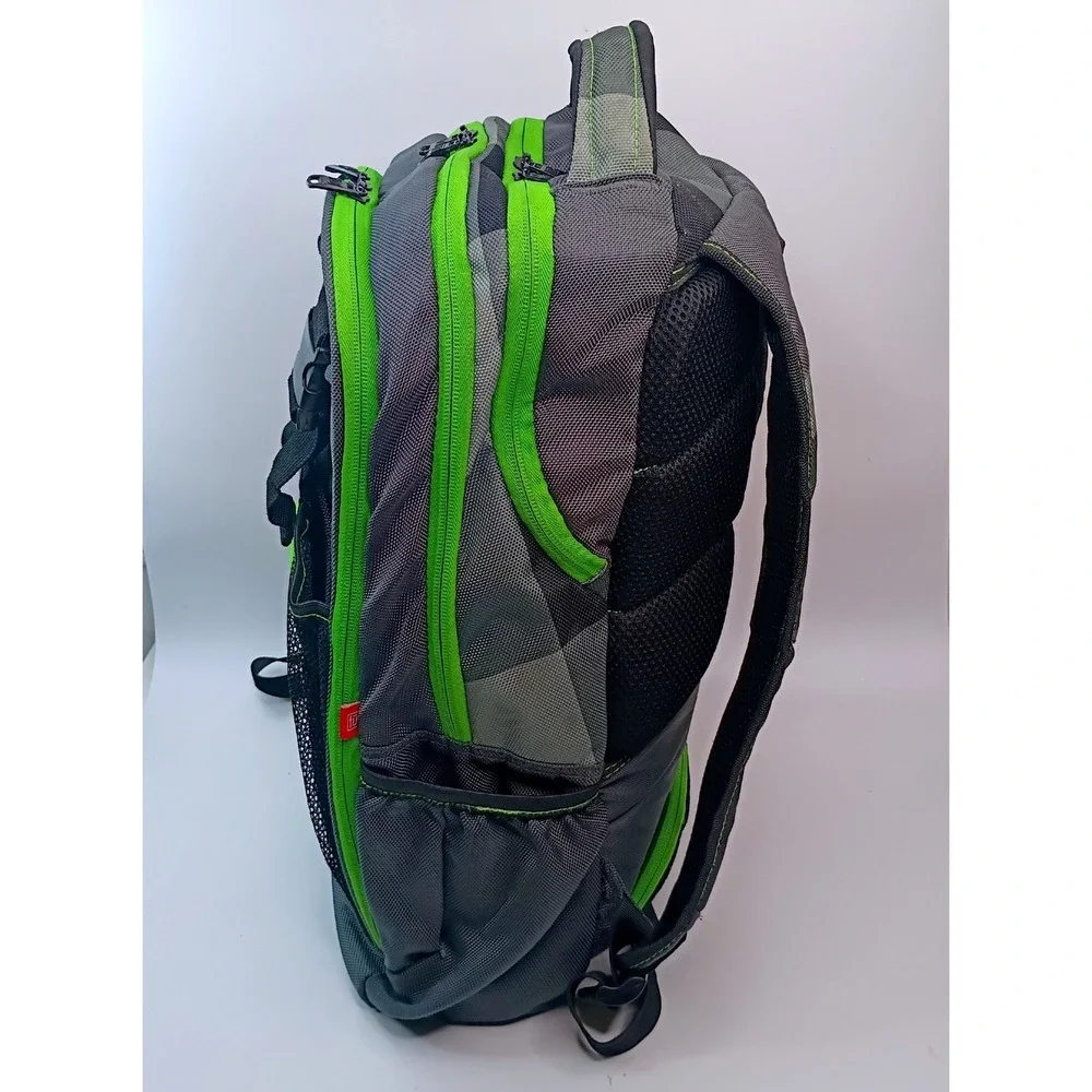 Ful Laptop Backpack Grey Lime Green Multi-Compartment Air‎ Flow Panel Travel Bag